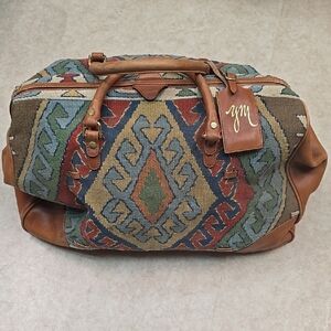 Multicolor Wool & Leather Carpet Bag